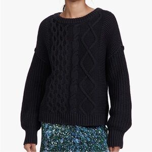 FREE PEOPLE Dream Cable Crew Sweater XS Fisherman Chunky Knit Comfy Cozy Soft